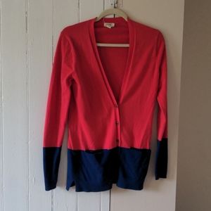 Land's End two-toned color block V-Neck Cardigan